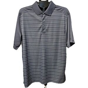Greg Norman Mens XL Play Dry Slim Fit Black Gray Stripe Golf Polo Shirt  Stretch